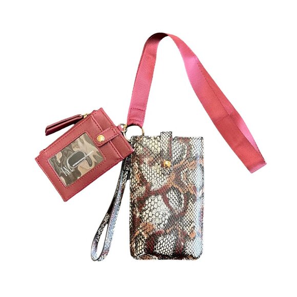 INC International Concepts Burgundy Snakeskin Print Passport Holder Set - Picture 2 of 8